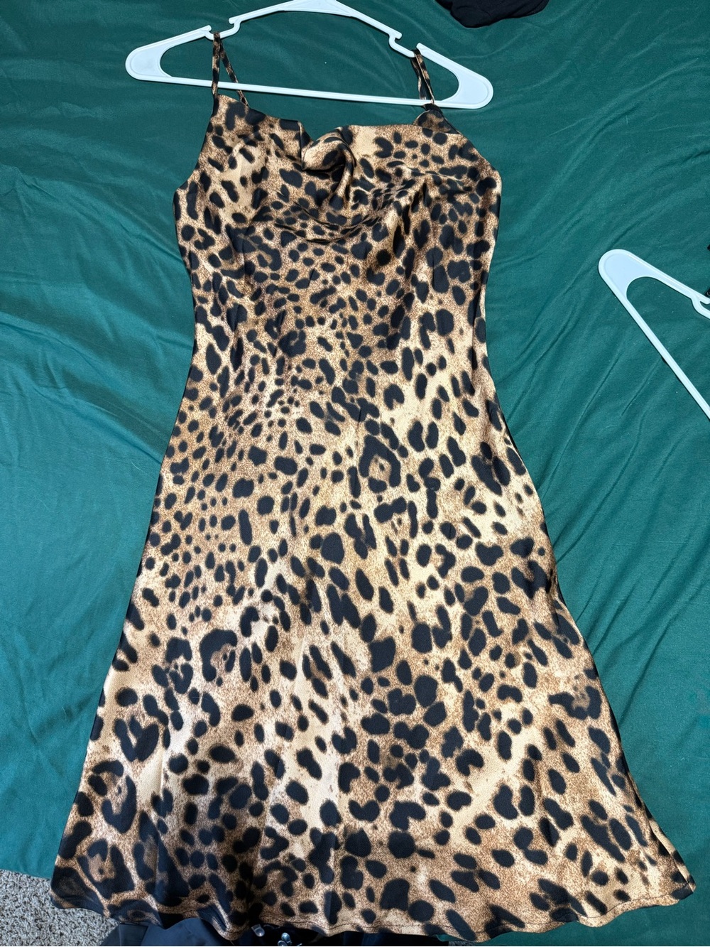 Leopard Print Slip Mini Dress in Brown and Black